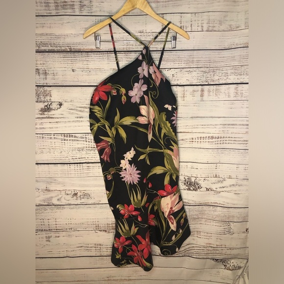 VENUS Black Asymmetrical Dress with Floral Accents 1X NWOT - Picture 2 of 14